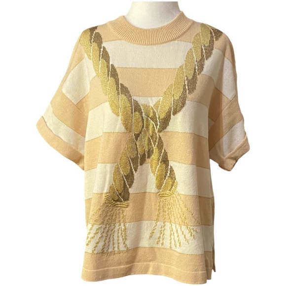 St. John Collection short sleeve striped sweater. Sz L - Picture 14 of 16